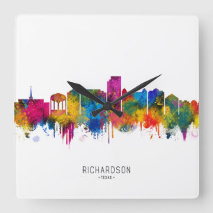 Richardson Texas Skyline Quadratische Wanduhr
