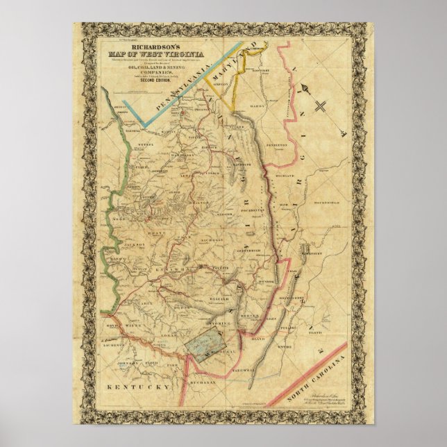 Richardsons Karte von West Virginia Poster (Vorne)