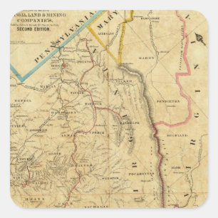 Richardsons Karte von West Virginia Quadratischer Aufkleber