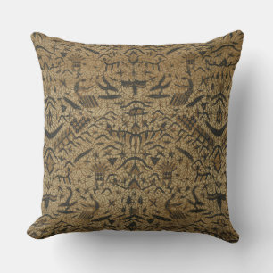 Riche oreiller Brown, noir et crème Batik