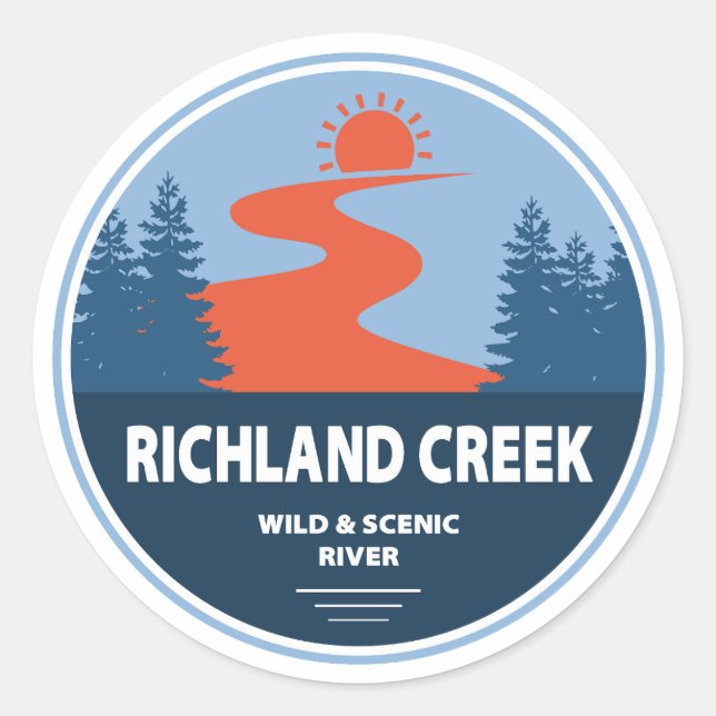 Richland Creek Arkansas Wilder und Landschaftliche Runder Aufkleber (Vorderseite)
