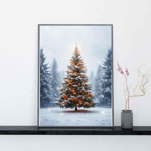 Richly Decorated Christmas Tree in Winter Poster (Von Creator hochgeladen)