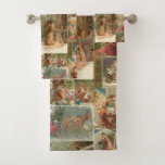 Richly Detailed Vintag Father Christmas Collage Badhandtuch Set<br><div class="desc">Elegante,  detailreich und aufwändig Vintage Urlaubssammlung mit nahtlosem Muster restaurierter Viktorianischer Weihnachtskarten mit Szenen von Weihnachten im Schnee,  mit Kindern,  mit Engeln und in seinem Schlitten mit goldenen und silbernen Highlights und Verzierungen.</div>