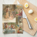 Richly Detailed Vintag Father Christmas Collage Geschirrtuch<br><div class="desc">Elegante,  detailreich und aufwändig Vintage Urlaubssammlung mit nahtlosem Muster restaurierter Viktorianischer Weihnachtskarten mit Szenen von Weihnachten im Schnee,  mit Kindern,  mit Engeln und in seinem Schlitten mit goldenen und silbernen Highlights und Verzierungen.</div>