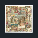 Richly Detailed Vintag Father Christmas Collage Serviette<br><div class="desc">Elegante,  detailreich und aufwändig Vintage Urlaubssammlung mit nahtlosem Muster restaurierter Viktorianischer Weihnachtskarten mit Szenen von Weihnachten im Schnee,  mit Kindern,  mit Engeln und in seinem Schlitten mit goldenen und silbernen Highlights und Verzierungen.</div>