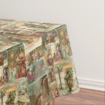 Richly Detailed Vintag Father Christmas Collage Tischdecke<br><div class="desc">Elegante,  detailreich und aufwändig Vintage Urlaubssammlung mit nahtlosem Muster restaurierter Viktorianischer Weihnachtskarten mit Szenen von Weihnachten im Schnee,  mit Kindern,  mit Engeln und in seinem Schlitten mit goldenen und silbernen Highlights und Verzierungen.</div>