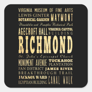 Richmond City Virginia Typografie Kunst Quadratischer Aufkleber