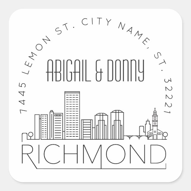 Richmond Hochzeit in Urlaubsort Square Sticker (Vorderseite)