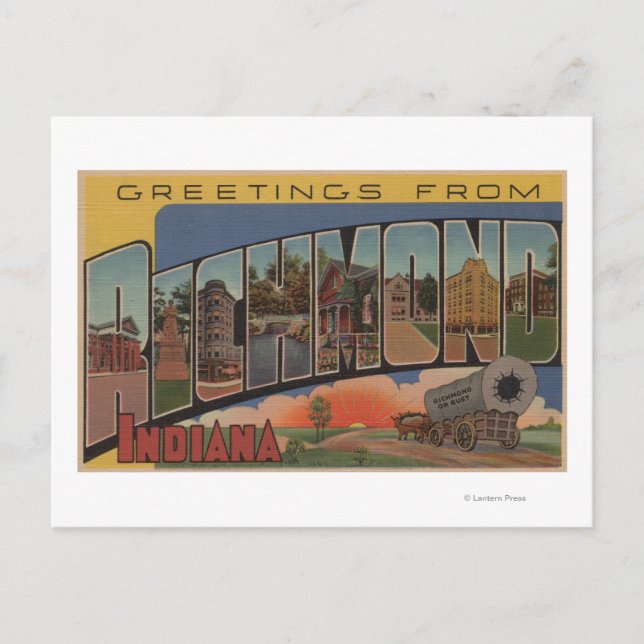 Richmond, Indiana - Große Buchstabenszenen Postkarte (Vorderseite)