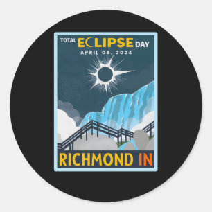 Richmond Indiana in Total Solar Eclipse 2024 Runder Aufkleber