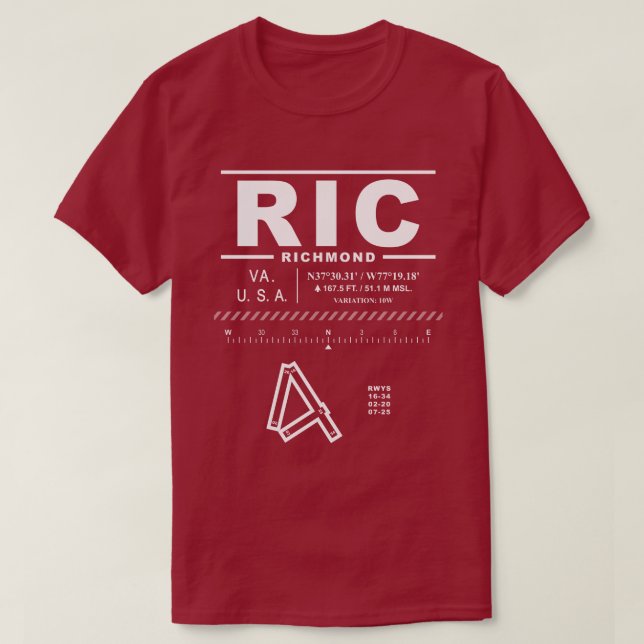 Richmond International Airport RIC T - Shirt (Design vorne)