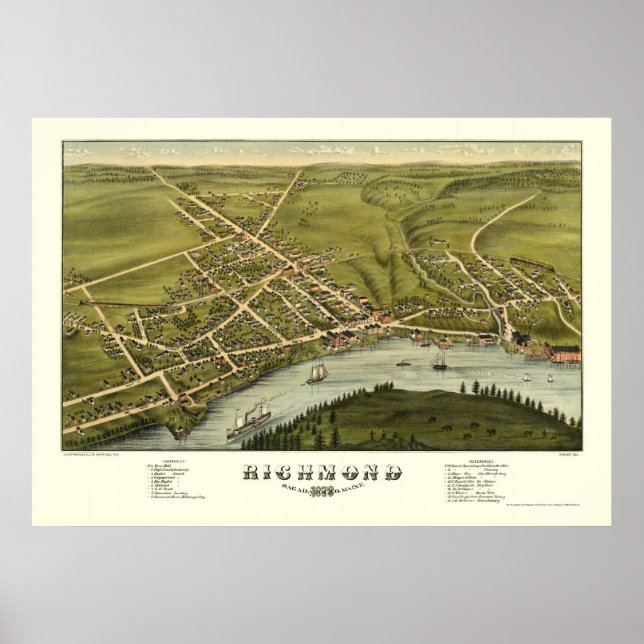 Richmond, ME Panoramic Map - 1878 Poster (Vorne)