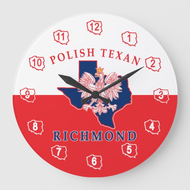 Richmond Polish Texan Große Wanduhr (Vorderseite)