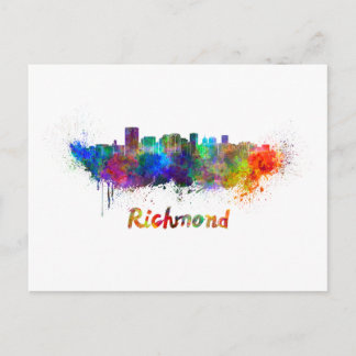 Richmond Skyline in Aquarellfarbe Postkarte