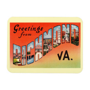 Richmond Virginia Große Buchstabe Gruß Vintage Magnet