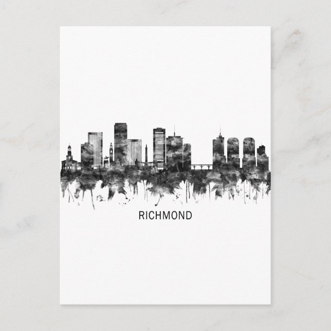 Richmond Virginia Skyline BW Einladungspostkarte (Vorderseite)