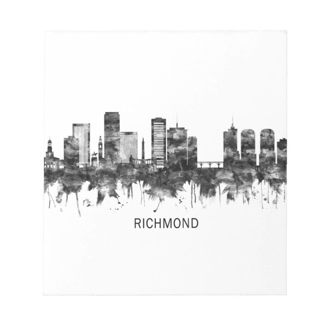 Richmond Virginia Skyline BW Notizblock (Vorderseite)