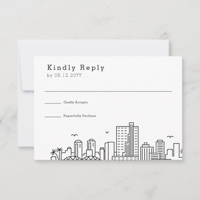 Richmond Wedding | Stilisierte Skyline-UAWG RSVP Karte (Vorderseite)