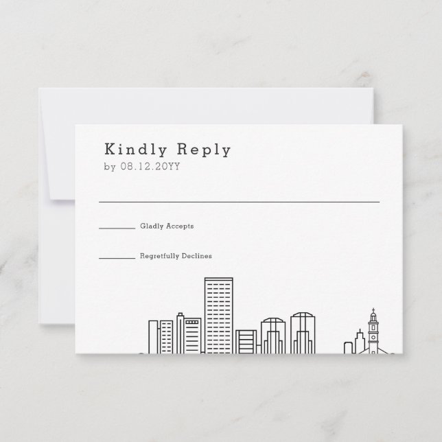 Richmond Wedding | Stilisierte Skyline-UAWG RSVP Karte (Vorderseite)