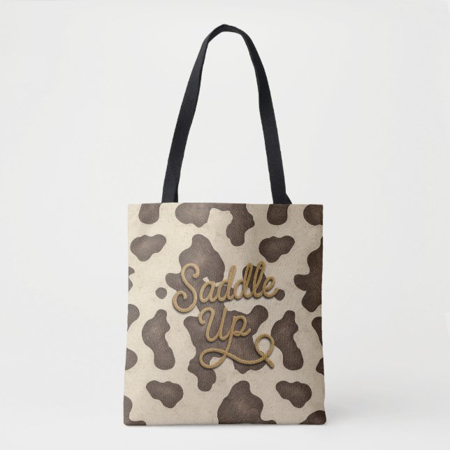 Richten Sie den braunen Cowhide Cow Print Country  Tasche (Vorderseite)