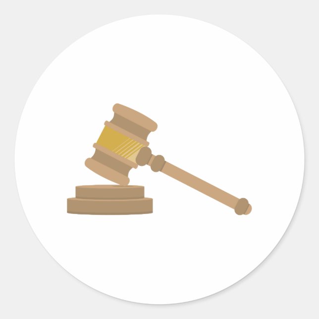 Richter Gavel Runder Aufkleber (Vorderseite)
