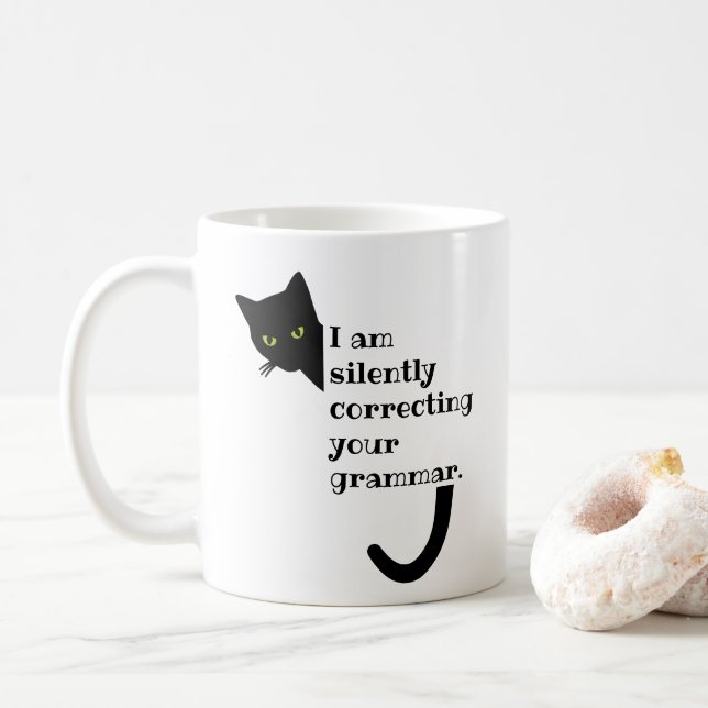 Richterkatze Stille Korrektur Ihres Grammatikers Kaffeetasse (Mit Donut)