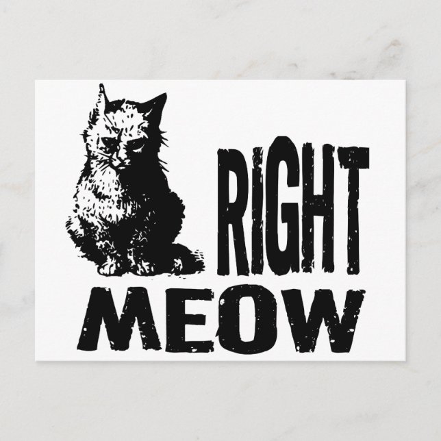 Richtig! Funny Evil Kitty Postkarte (Vorderseite)