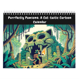 Richtig pawsome: Ein katzenbewusster Cartoon-Kalen Kalender
