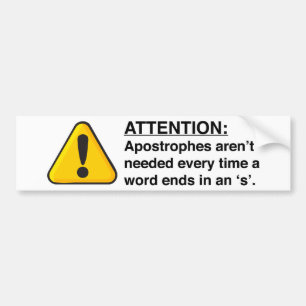 Richtige Apostroph-Verwendungs-Karte Autoaufkleber