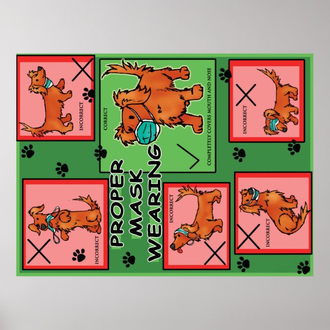 richtige Maske Tragen eines albernen Hundposters Poster (Vorne)