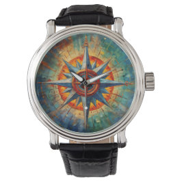 Richtung im Chaos (Compass-Rose) Armbanduhr