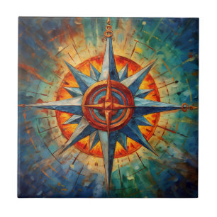 Richtung im Chaos (Compass-Rose) Fliese