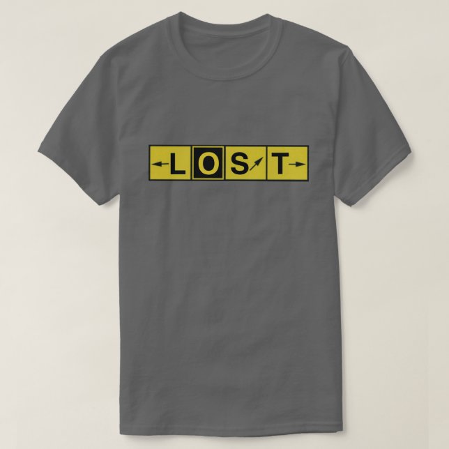 Richtungstaxi-Rollbahn-Zeichen, verloren T-Shirt (Design vorne)