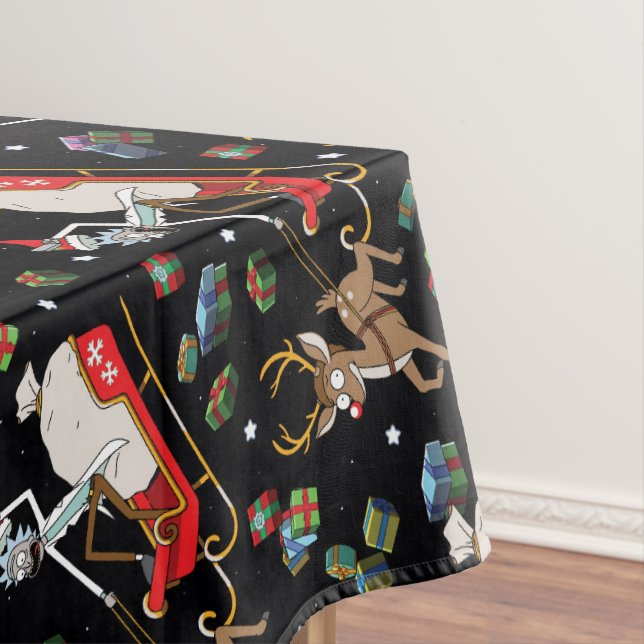 Rick and Morty Christmas Reindeer Sleigh Pattern Tischdecke (Beispiel)