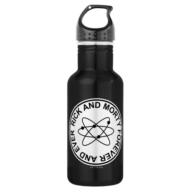 Rick and Morty Forever and Ever Atomic Abzeichen Edelstahlflasche (Vorderseite)