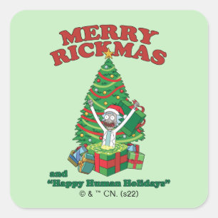 Rick and Morty Portal Rick Merry Rickmas Quadratischer Aufkleber