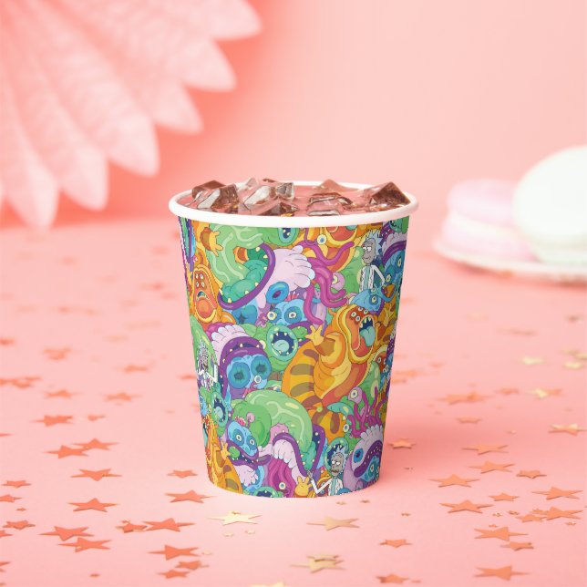 Rick Apokalypse Party Alien Pattern Pappbecher (Insitu)