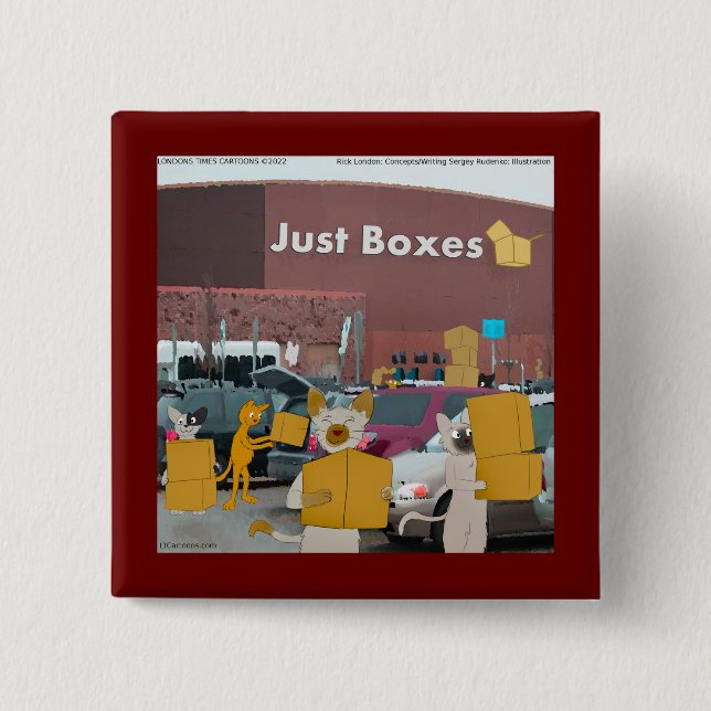 Rick London Big Box Stores for Cats Comic Button (Vorderseite)