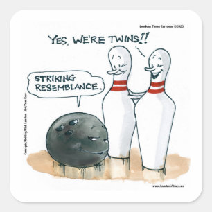 Rick London Cartoon Funny Bowling Comic Quadratischer Aufkleber