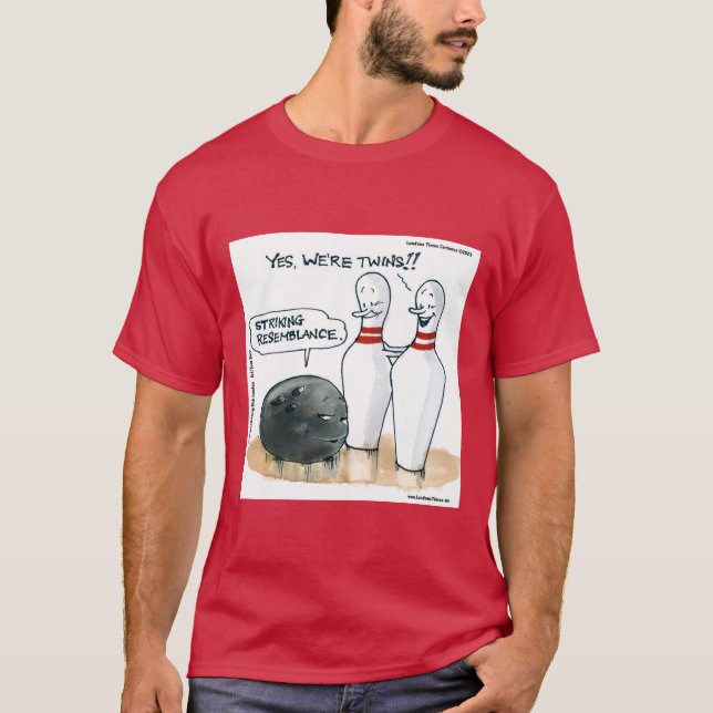 Rick London Cartoon Funny Bowling Comic T-Shirt (Vorderseite)