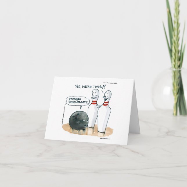 Rick London Cartoon Funny Bowling Dankeskarte (Vorderseite)