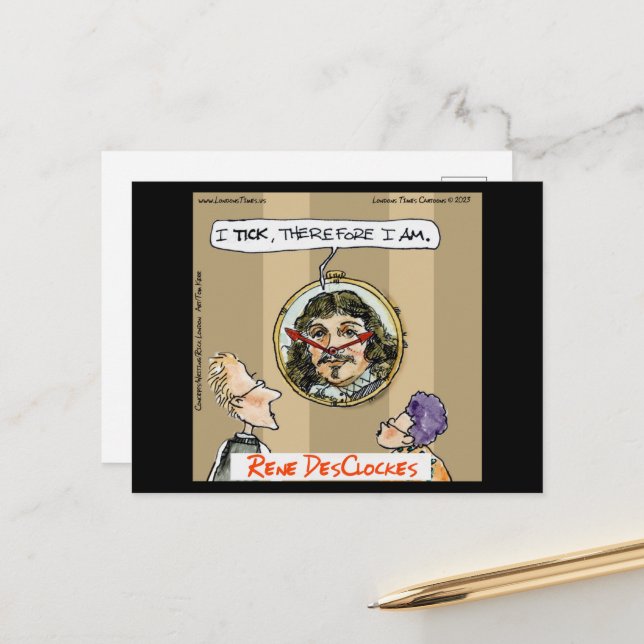 Rick London Cartoon Funny Descartes Postkarte (Vorderseite/Rückseite Beispiel)