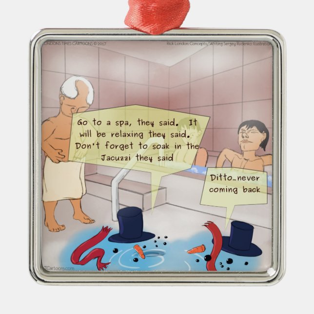 Rick London Comic Snowman Funny Gifts Silbernes Ornament (Vorne)