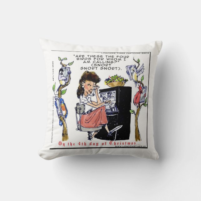 Rick London Ernestine ruft Birds Xmas auf Kissen (Vorderseite)