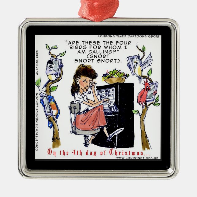 Rick London Ernestine ruft Birds Xmas auf Ornament Aus Metall (Vorne)