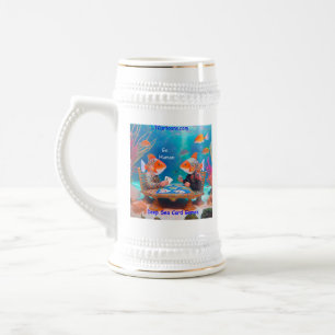 Rick London Fish spielt "Go Fish" Kartenspiel Comi Bierglas