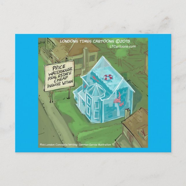 Rick London Flooded House For Sale Comic Postkarte (Vorderseite)