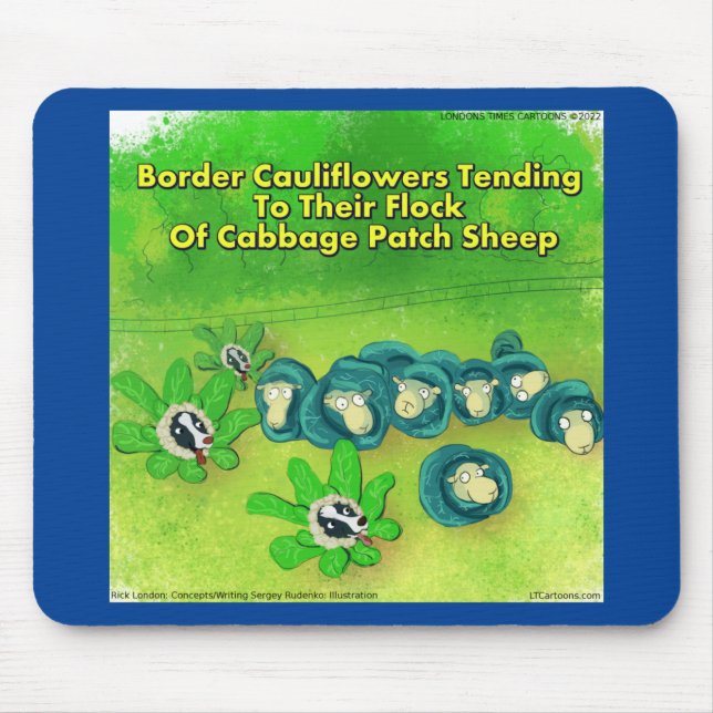 Rick London Funny Border Collie Blume Comic Mousepad (Vorne)