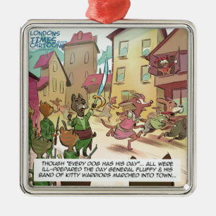 Rick London Funny Cats Vs Dogs Cartoon Silbernes Ornament