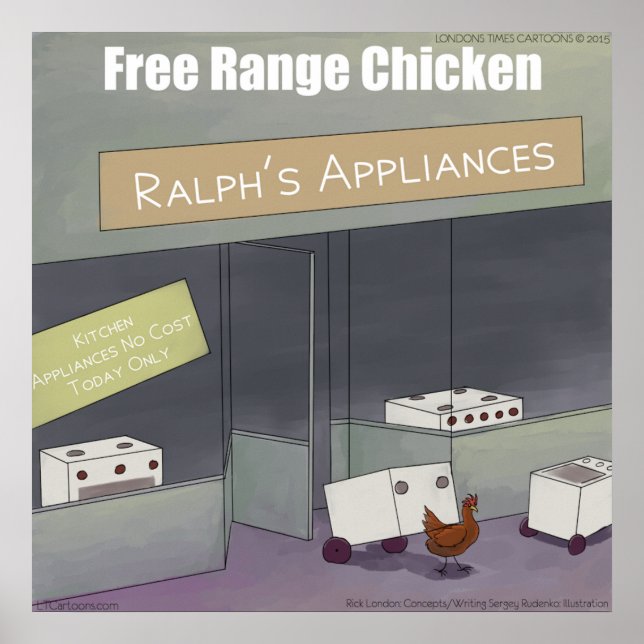 Rick London Funny Free Range Chicken Poster (Vorne)